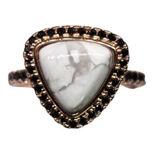 Natural Gemstones Rose Gold Plated Halo Ring For Women Sz 8